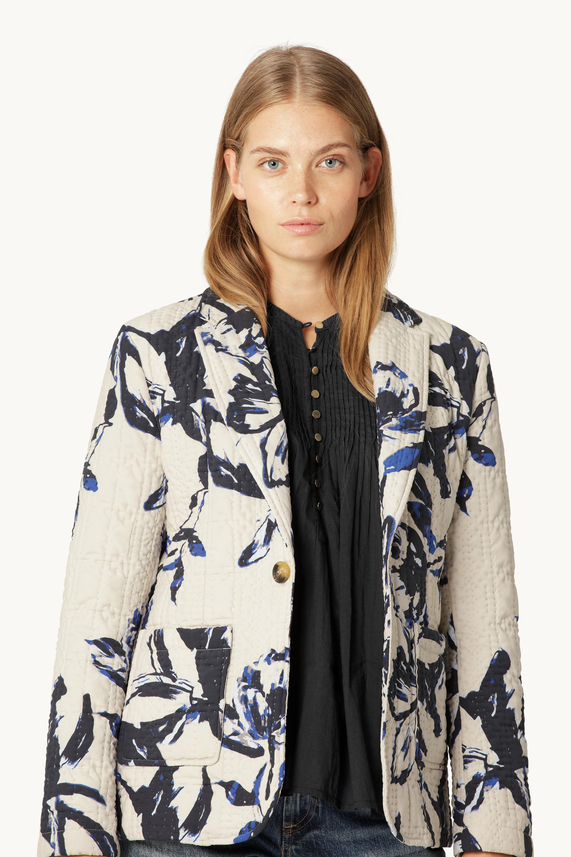 Gesteppter Blazer - Beige Artsy Stroke Flower