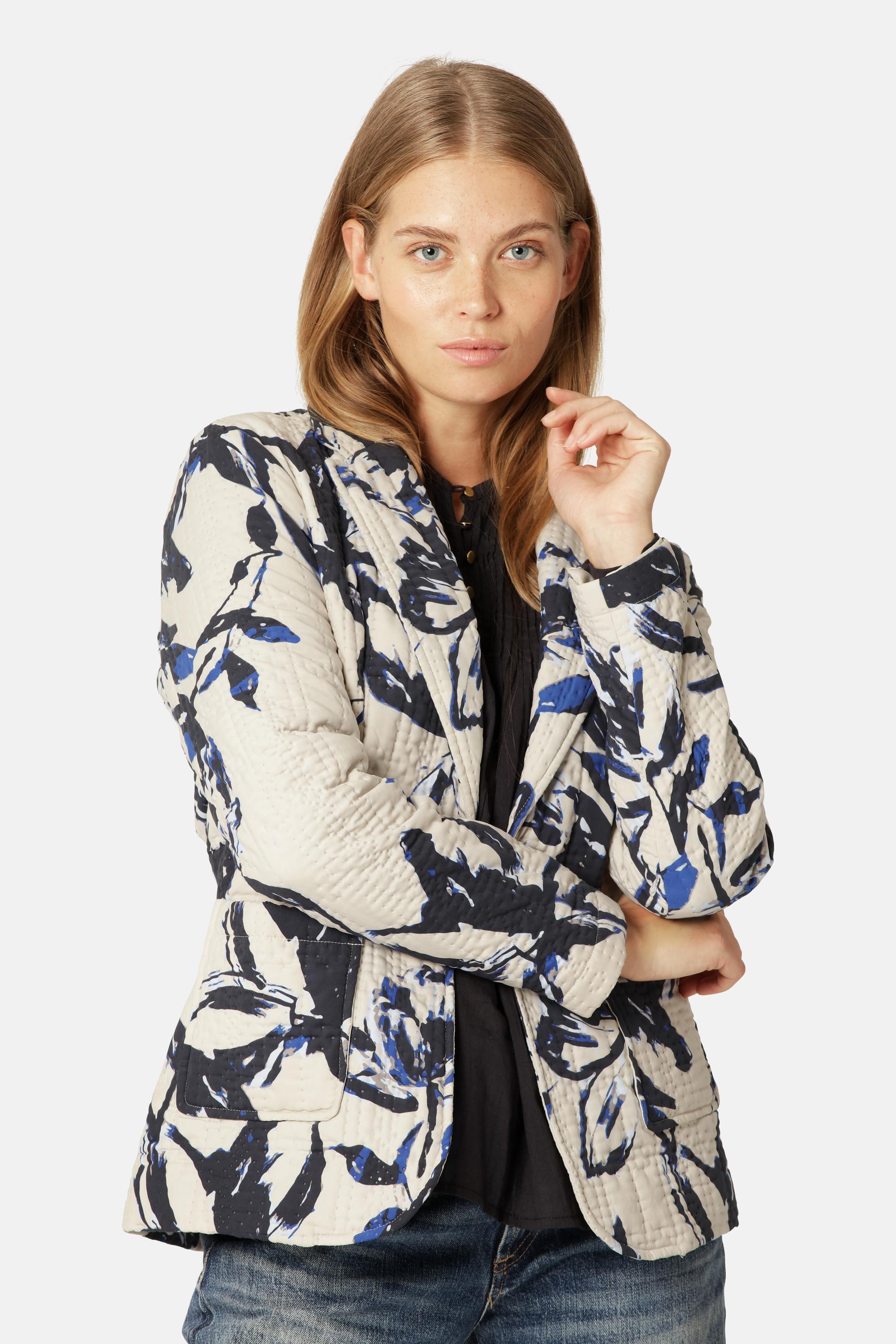 Gesteppter Blazer - Beige Artsy Stroke Flower