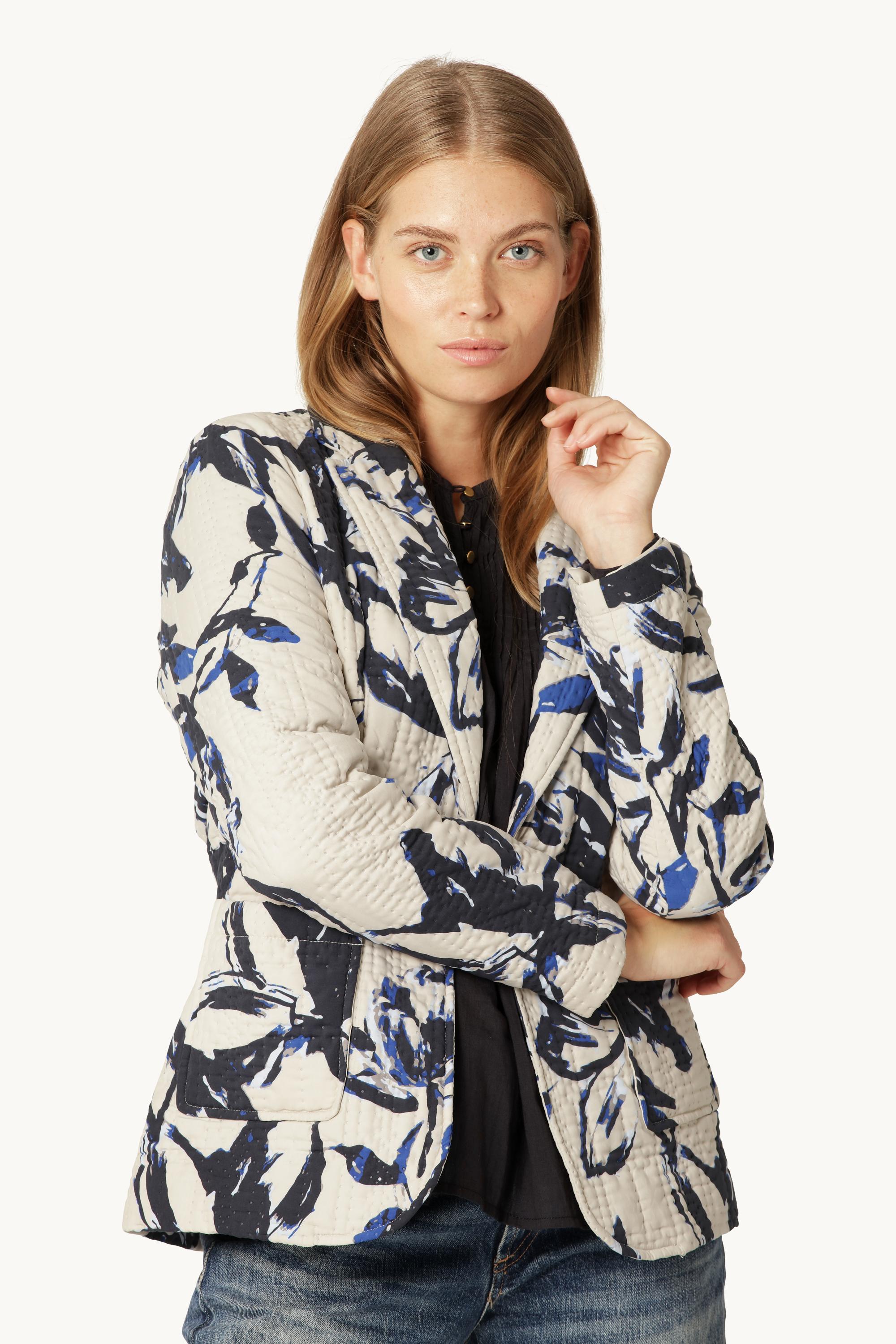 Gesteppter Blazer - Beige Artsy Stroke Flower