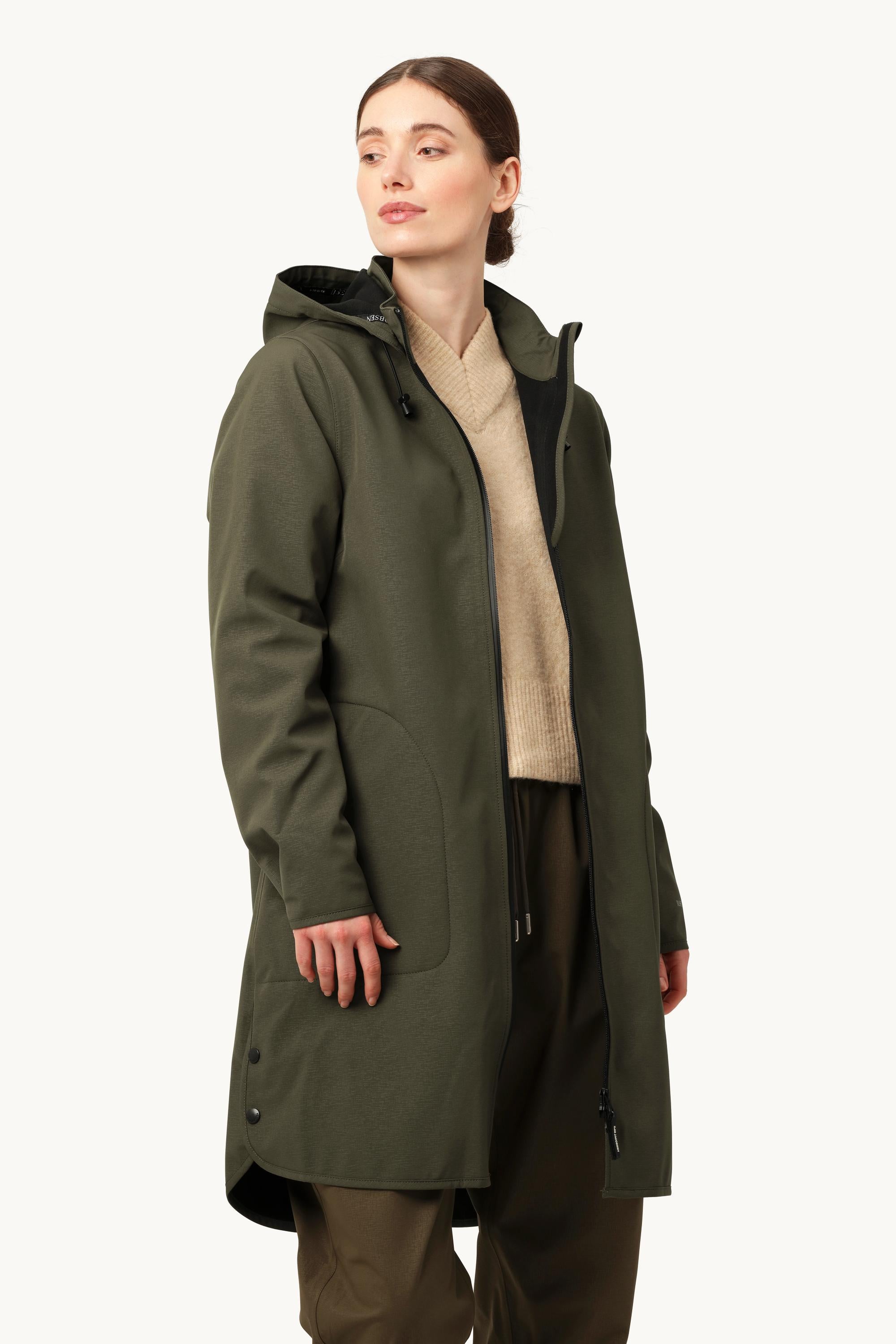 Softshell Regenmantel A-Linie - Army