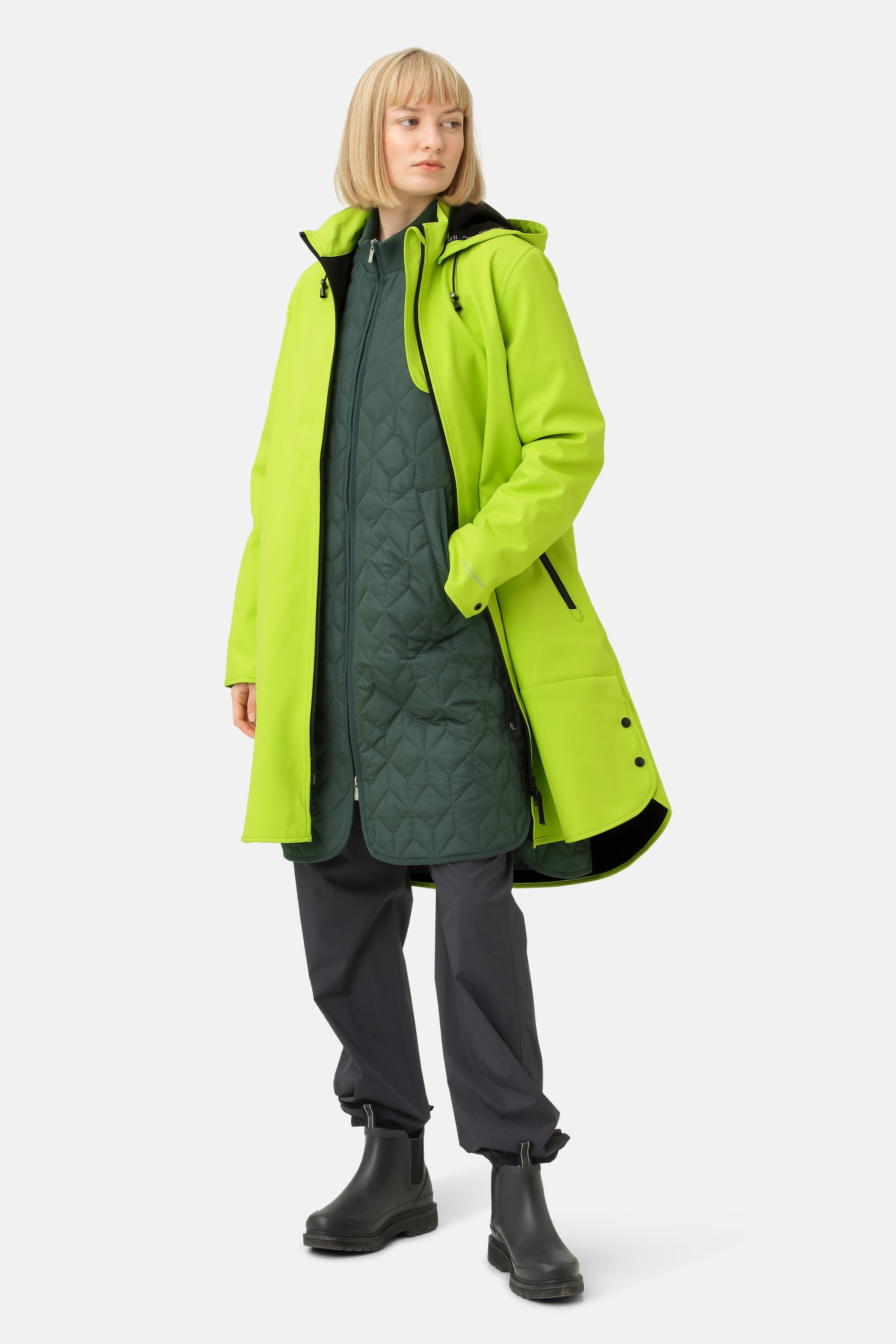 Softshell Regenmantel A-Linie - Lime Green