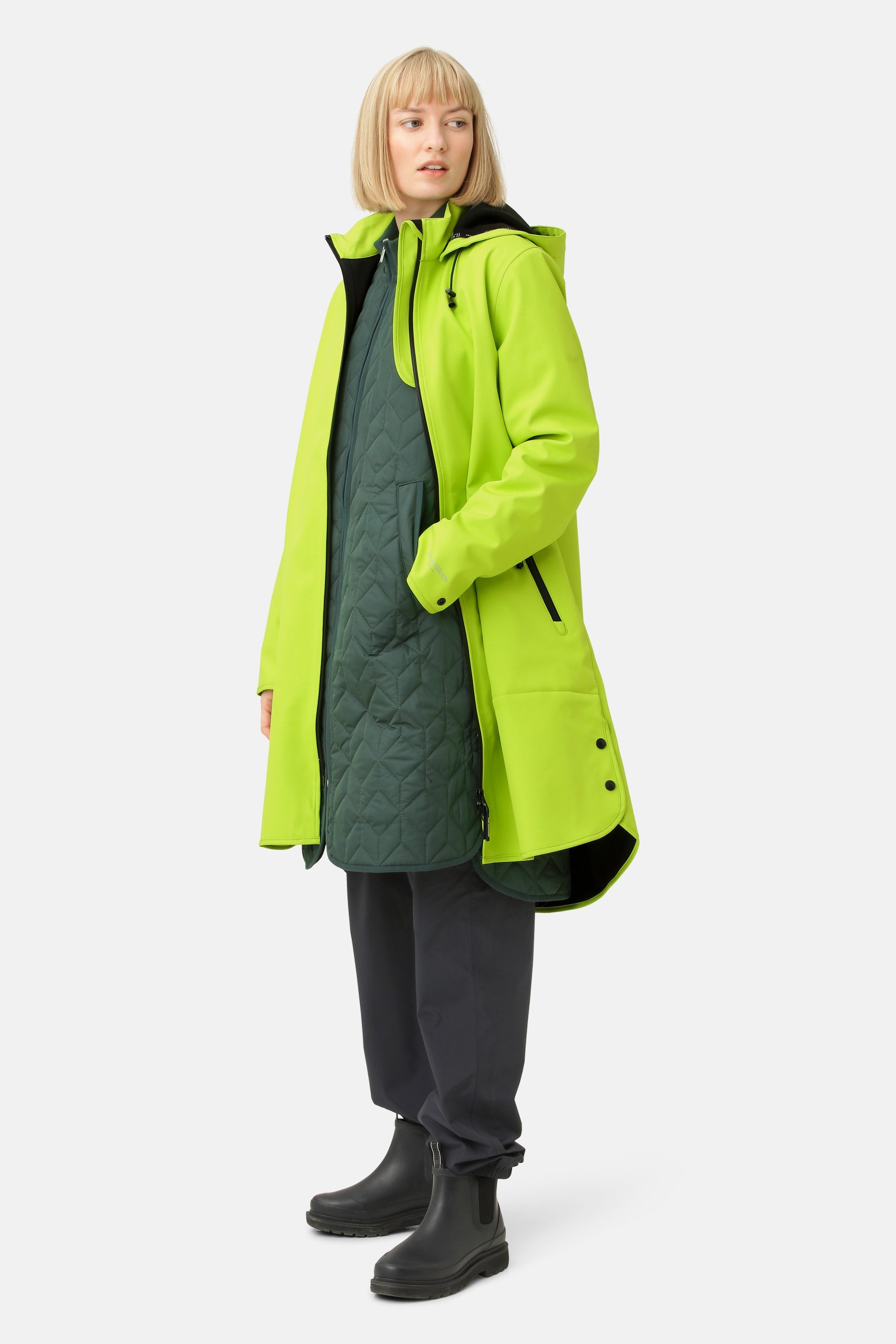 Softshell Regenmantel A-Linie - Lime Green