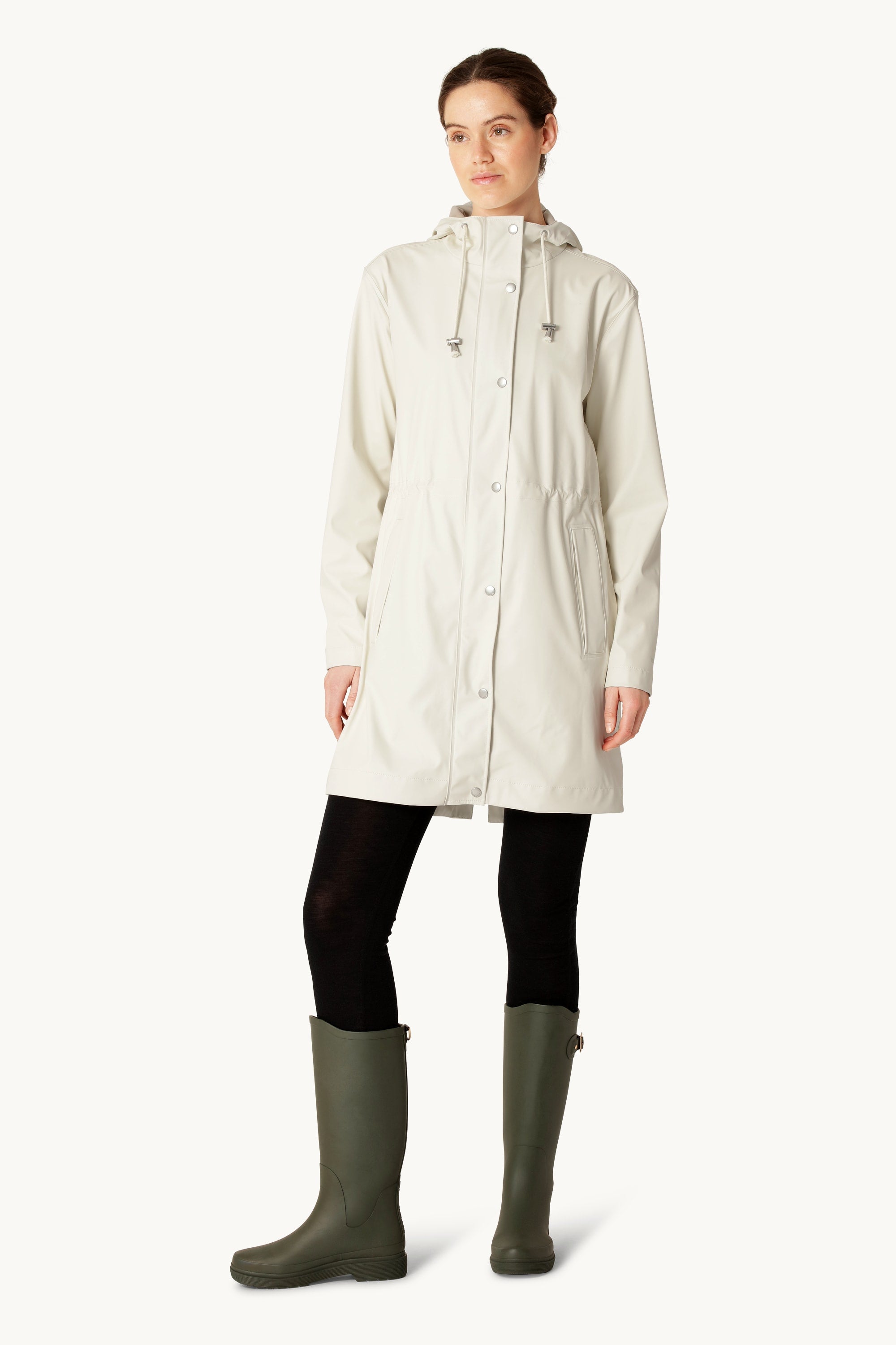 Long Parka Rain Jacket - Milk Creme