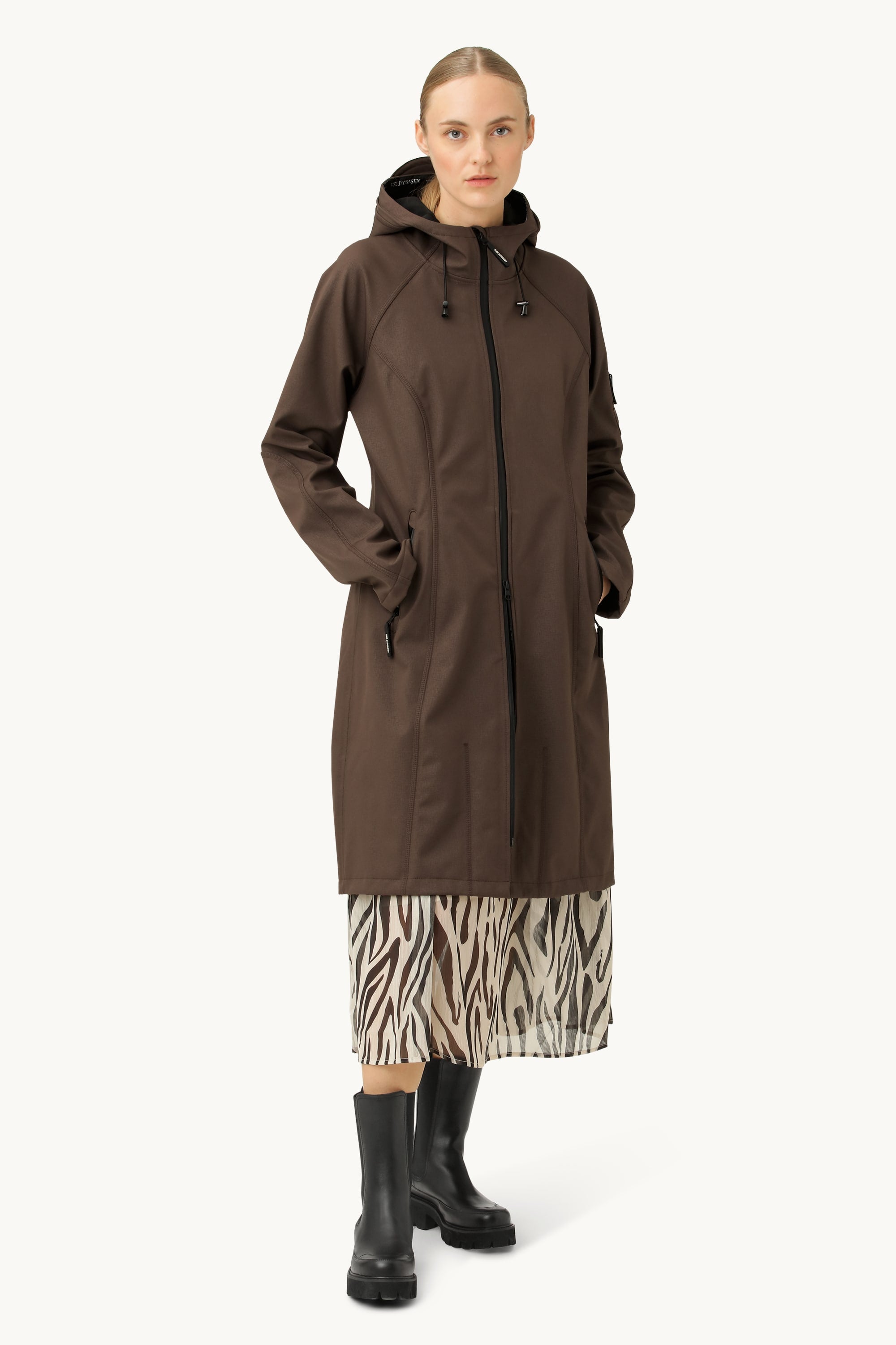 Long Softshell Raincoat - Chocolate Brown
