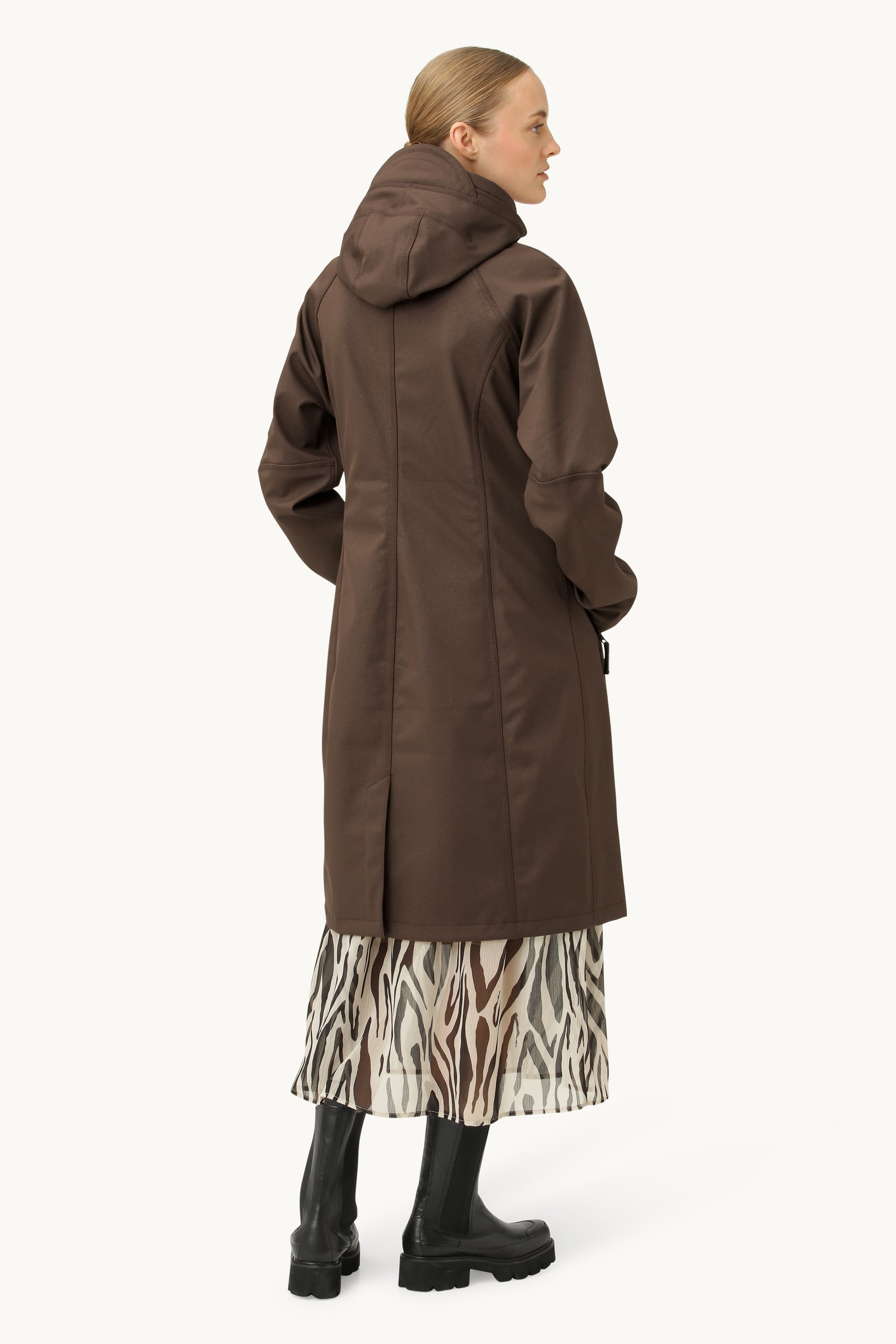 Long Softshell Raincoat - Chocolate Brown