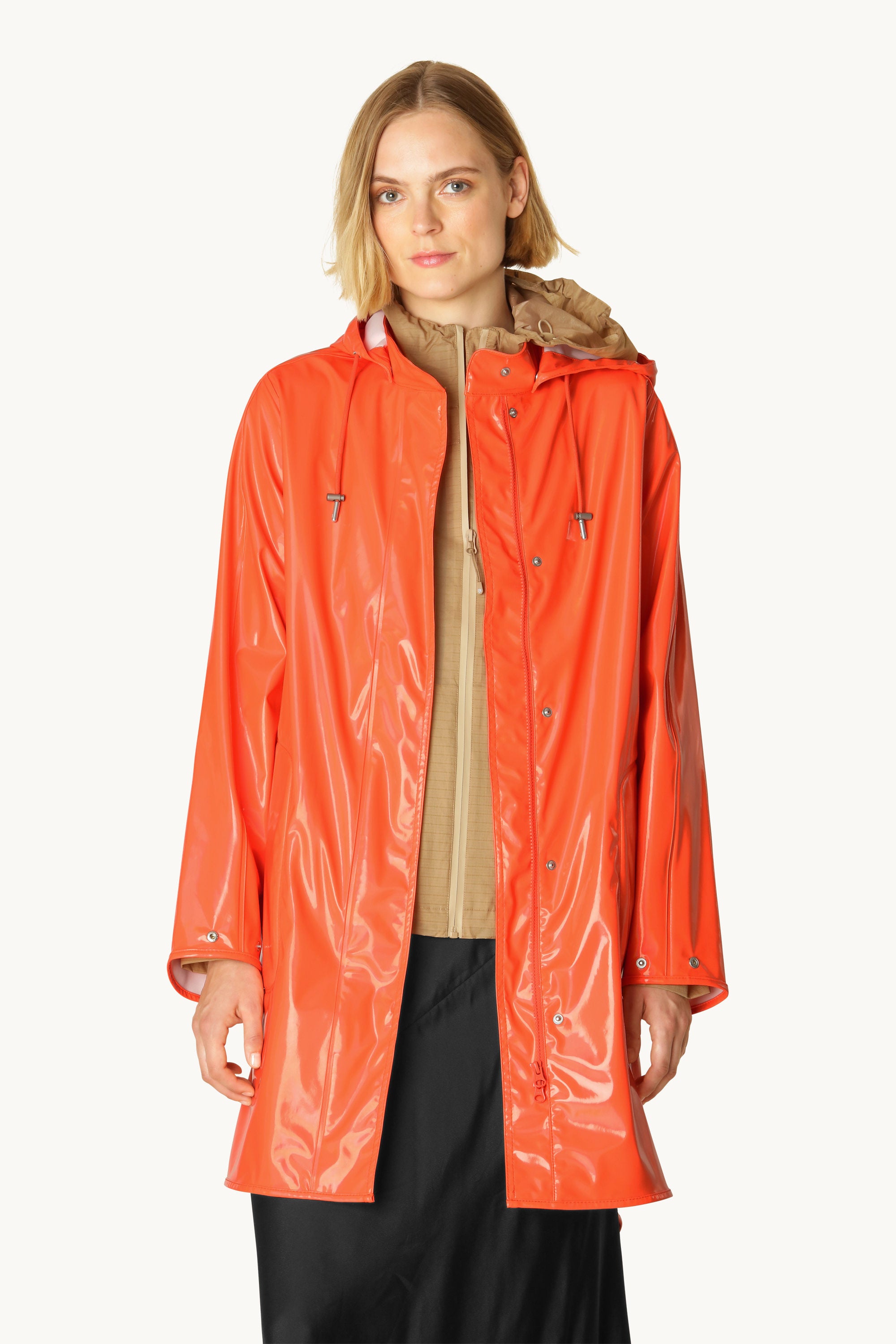 Long Raincoat - Hot Orange