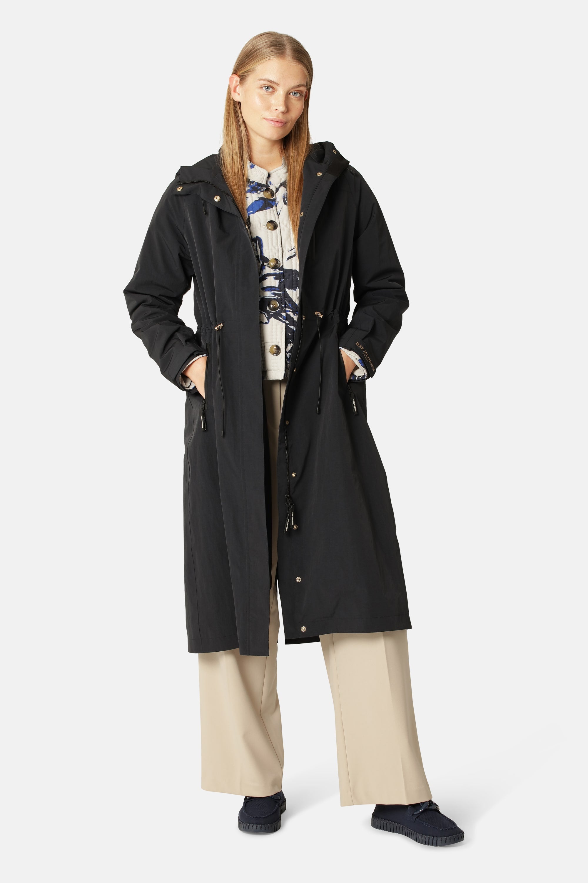 Technischer Langer Regenmantel - Dark Indigo