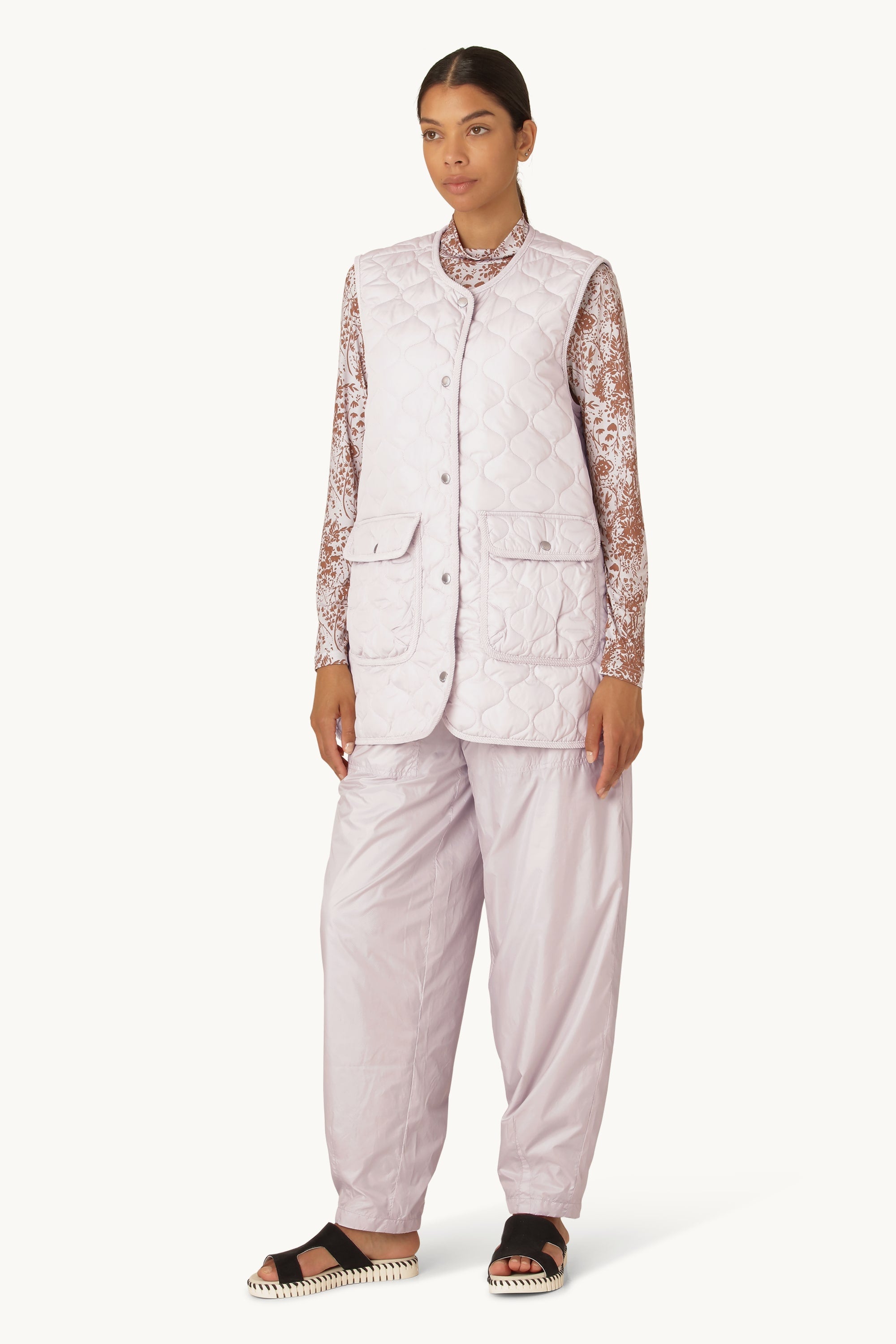 Quilt Long Vest - Concrete