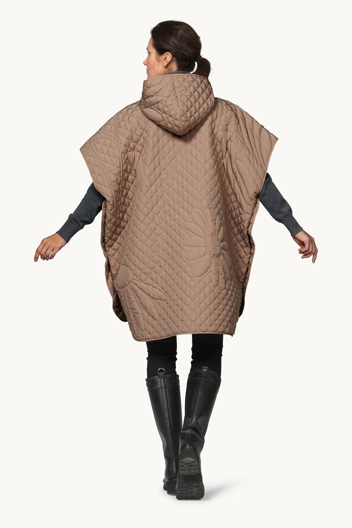 Gesteppter Poncho - Sepia Tint