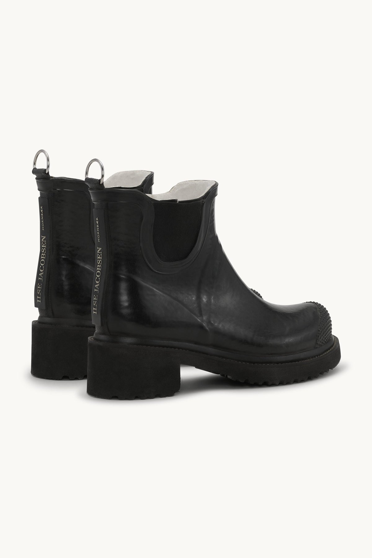 Short Rubber Boots With High Heel - Black