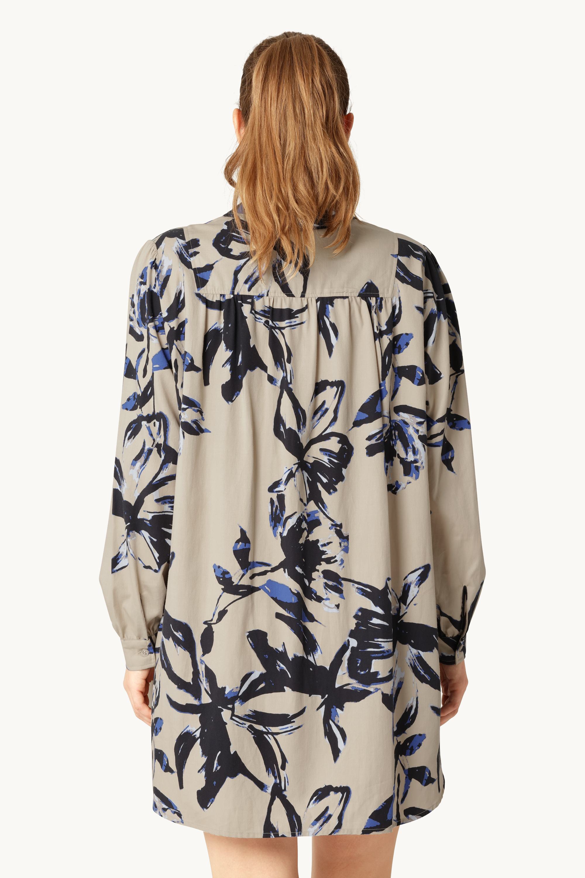 Langes Tunikakleid - Sand Artsy Stroke Flower