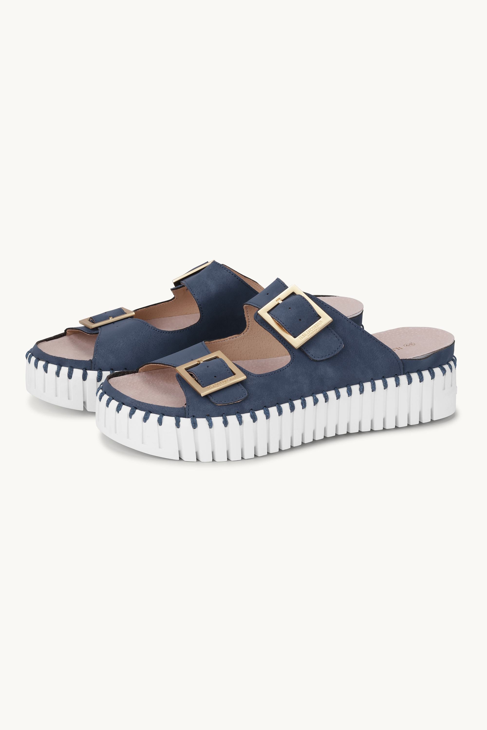 Plateausandalen Schnalle - Blue Greyness White