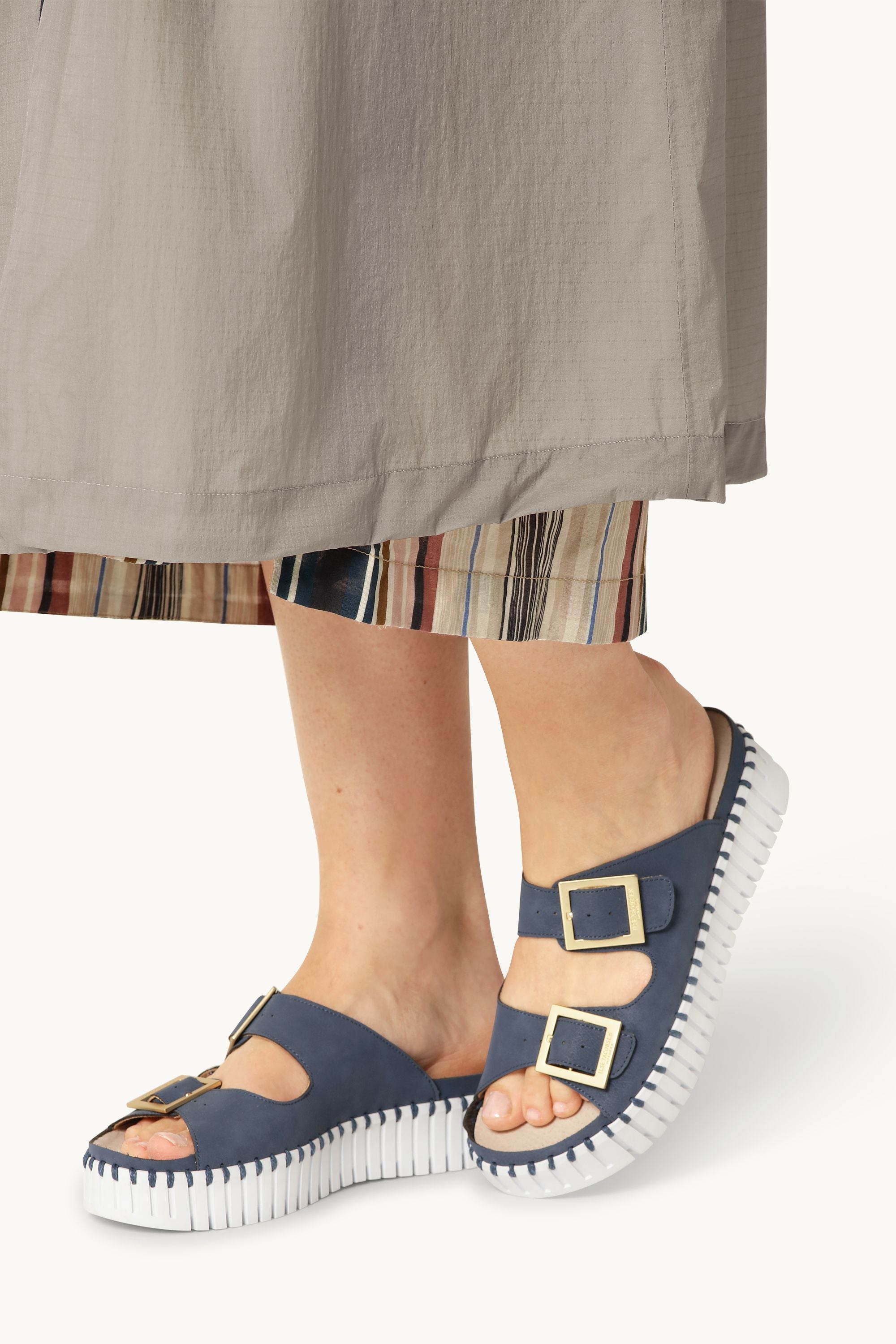 Plateausandalen Schnalle - Blue Greyness White