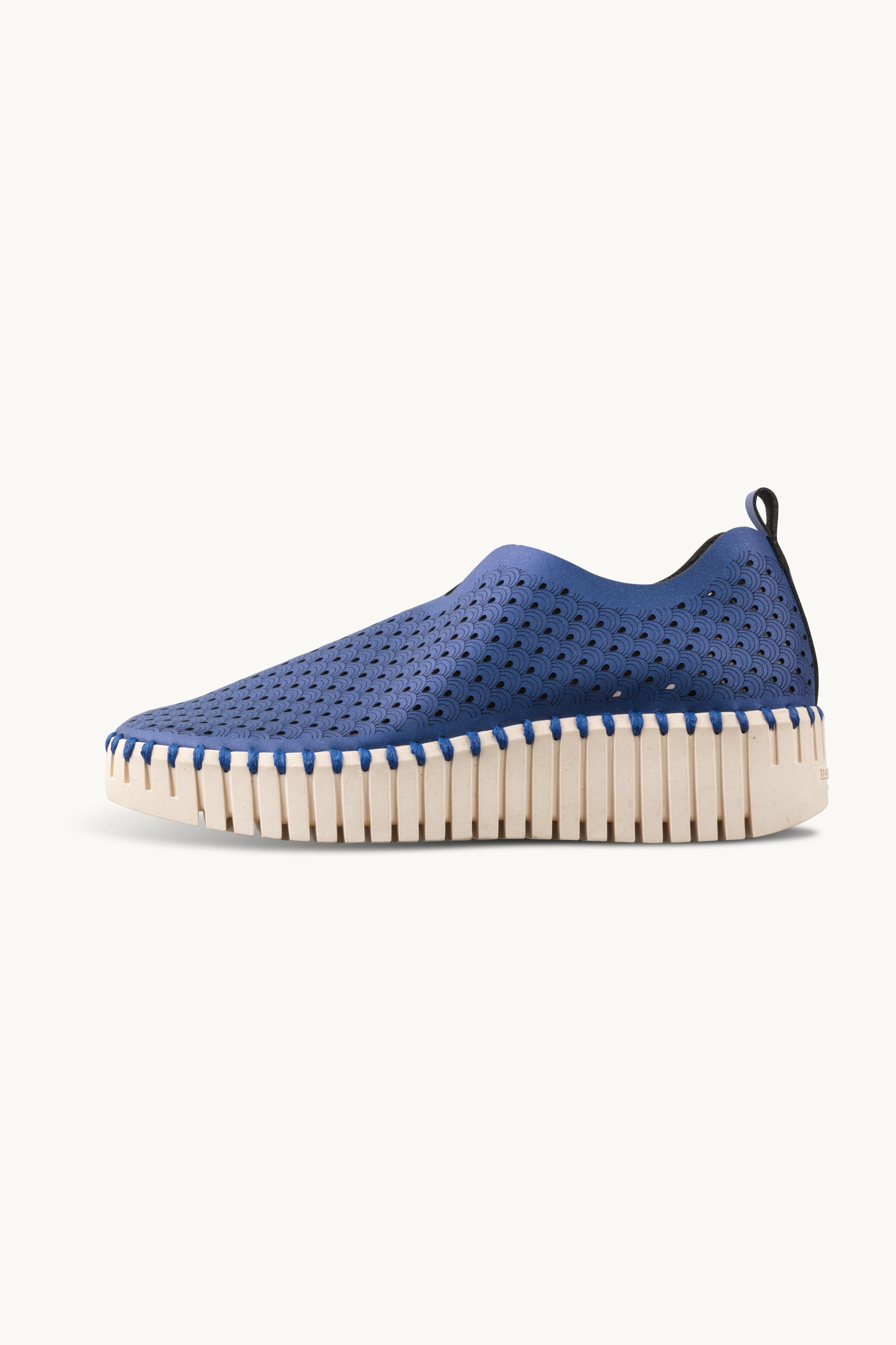 Tulip Slip-On Wedge - Blue Web Pearled Ivory