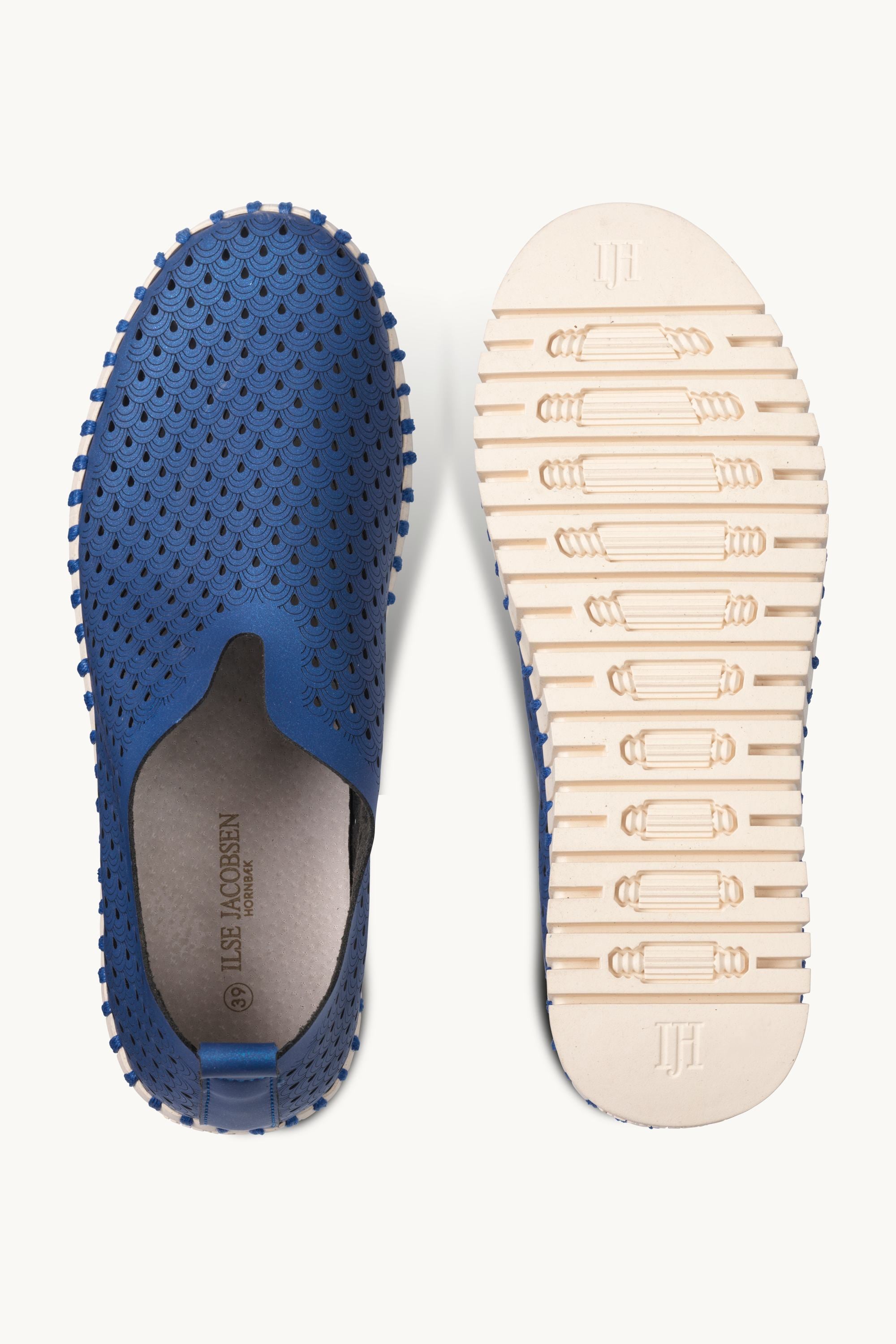 Tulip Slip-On Wedge - Blue Web Pearled Ivory